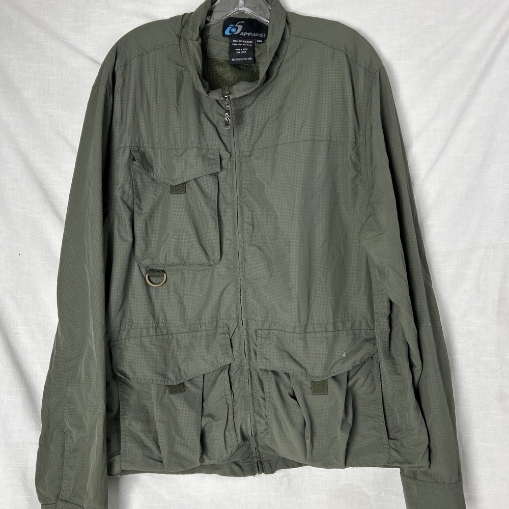 I5 Apparel Jacket Men's Size xxL Full Zip Drawstrings Straps Khaki